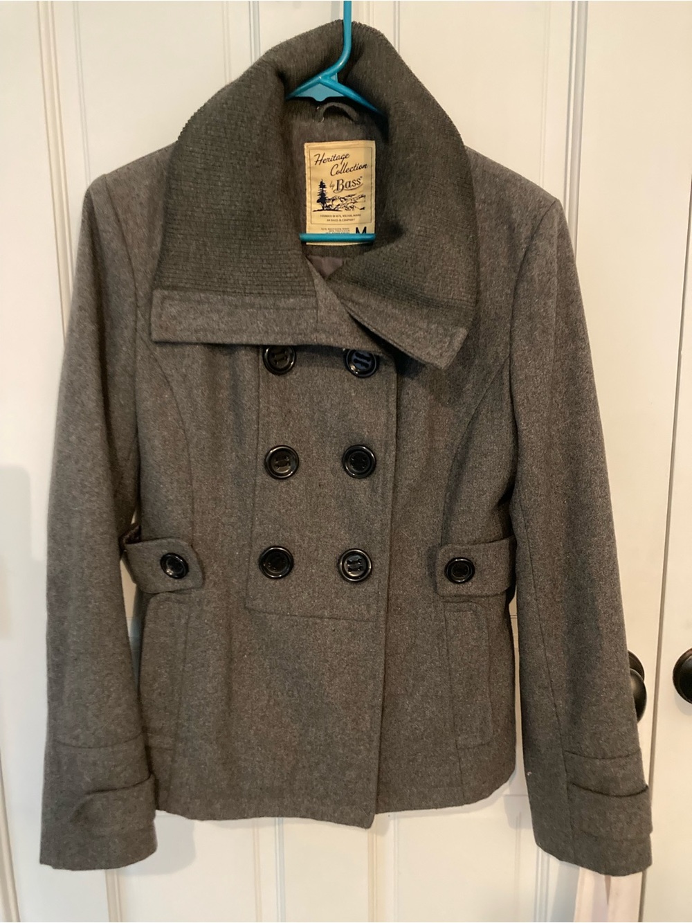 Bass Women's Gray Double-Breasted Pea Coat